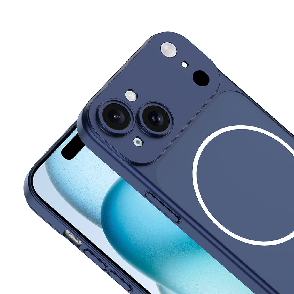 Apple iPhone 14 Kılıf Zore M-Safe Şarj Özellikli Kamera Korumalı Spark Kapak Gümüş