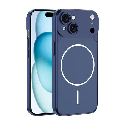 Apple iPhone 14 Kılıf Zore M-Safe Şarj Özellikli Kamera Korumalı Spark Kapak Mavi