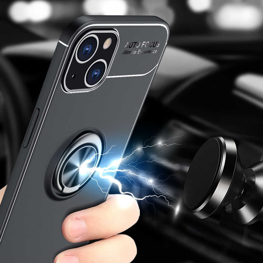 Apple iPhone 14 Kılıf Zore Ravel Silikon Kapak Siyah-Rose Gold