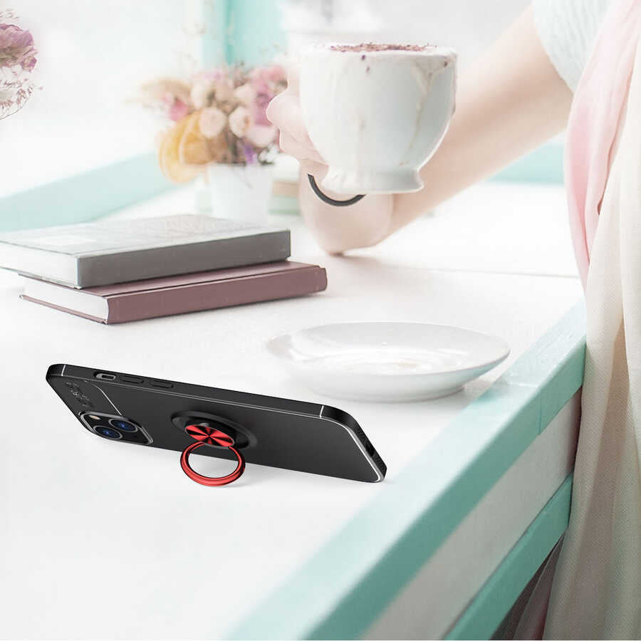 Apple iPhone 14 Kılıf Zore Ravel Silikon Kapak Siyah-Rose Gold