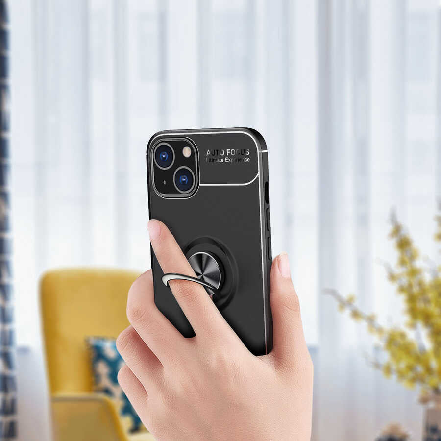 Apple iPhone 14 Kılıf Zore Ravel Silikon Kapak Siyah-Rose Gold