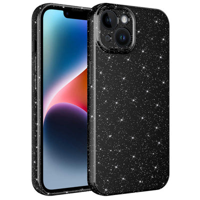 Apple iPhone 14 Plus Kılıf Kamera Korumalı Simli Lüks Zore Koton Kapak Siyah