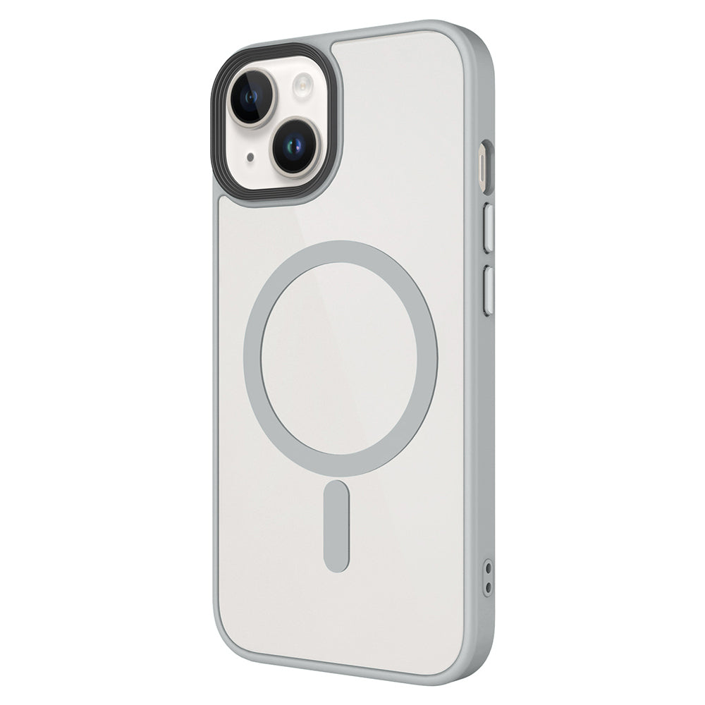 Apple iPhone 14 Plus Kılıf Mat Arka Yüzey Wireless Şarj Özellikli Zore Flet M-safe Kapak Gri