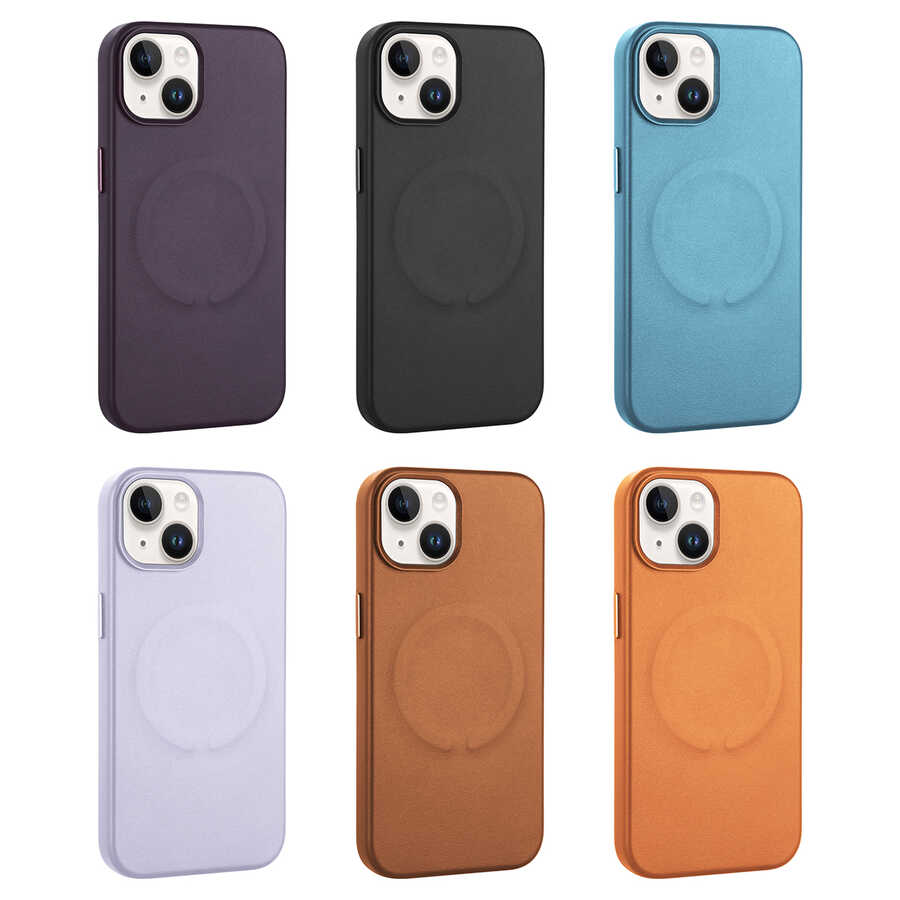 Apple iPhone 14 Plus Kılıf PU Deri M-safe Wireless Şarj Özellikli Zore Derix Kapak Taba