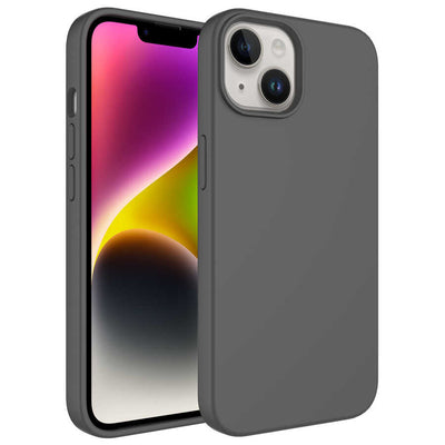 Apple iPhone 14 Plus Kılıf Sıvı Teknolojili Silinebilir Sert Zore Kivi Kapak Gri