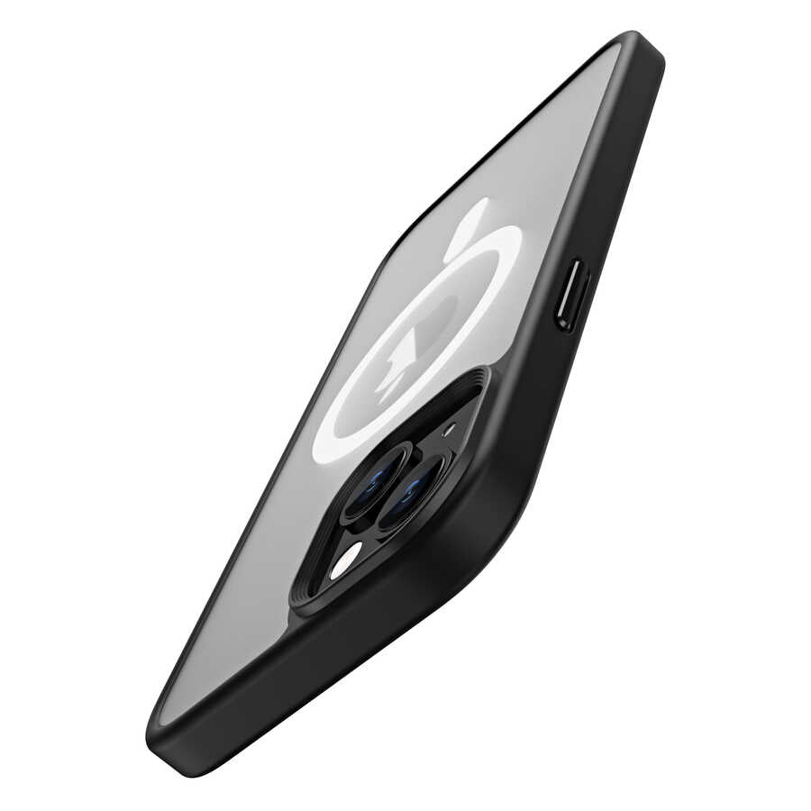 Apple iPhone 14 Plus Kılıf Wireless Şarj Özellikli Zore Hibrit M-safe Kapak Derin Mor