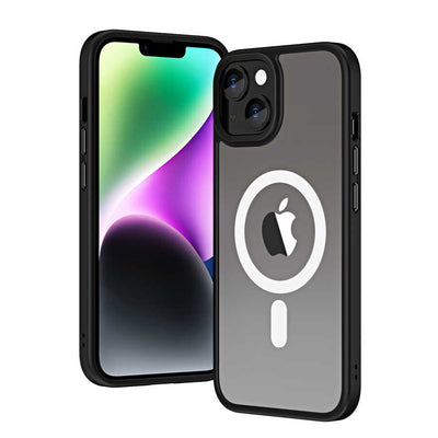 Apple iPhone 14 Plus Kılıf Wireless Şarj Özellikli Zore Hibrit M-safe Kapak Siyah