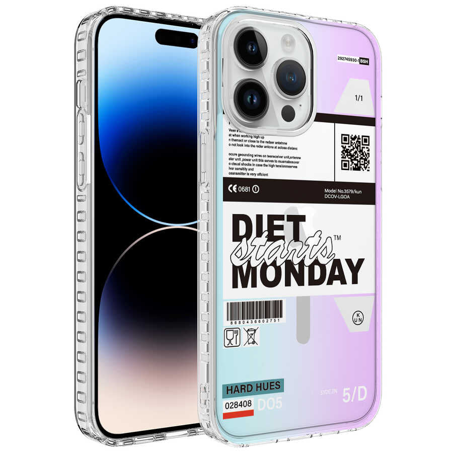 Apple iPhone 14 Pro Kılıf Airbag Kenarlı Renkli Desenli Silikon Zore Elegans Kapak NO5