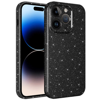 Apple iPhone 14 Pro Kılıf Kamera Korumalı Simli Lüks Zore Koton Kapak Siyah