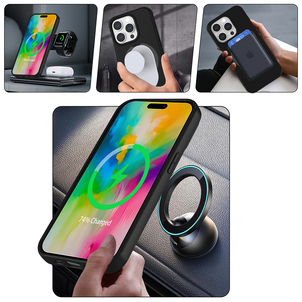Apple iPhone 14 Pro Kılıf M-safe Şarj Özellikli Standlı Zore Samara Kapak Lacivert