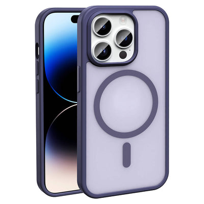 Apple iPhone 14 Pro Kılıf M-safe Şarj Özellikli Mat Arka Yüzey Zore Sio Kapak Derin Mor