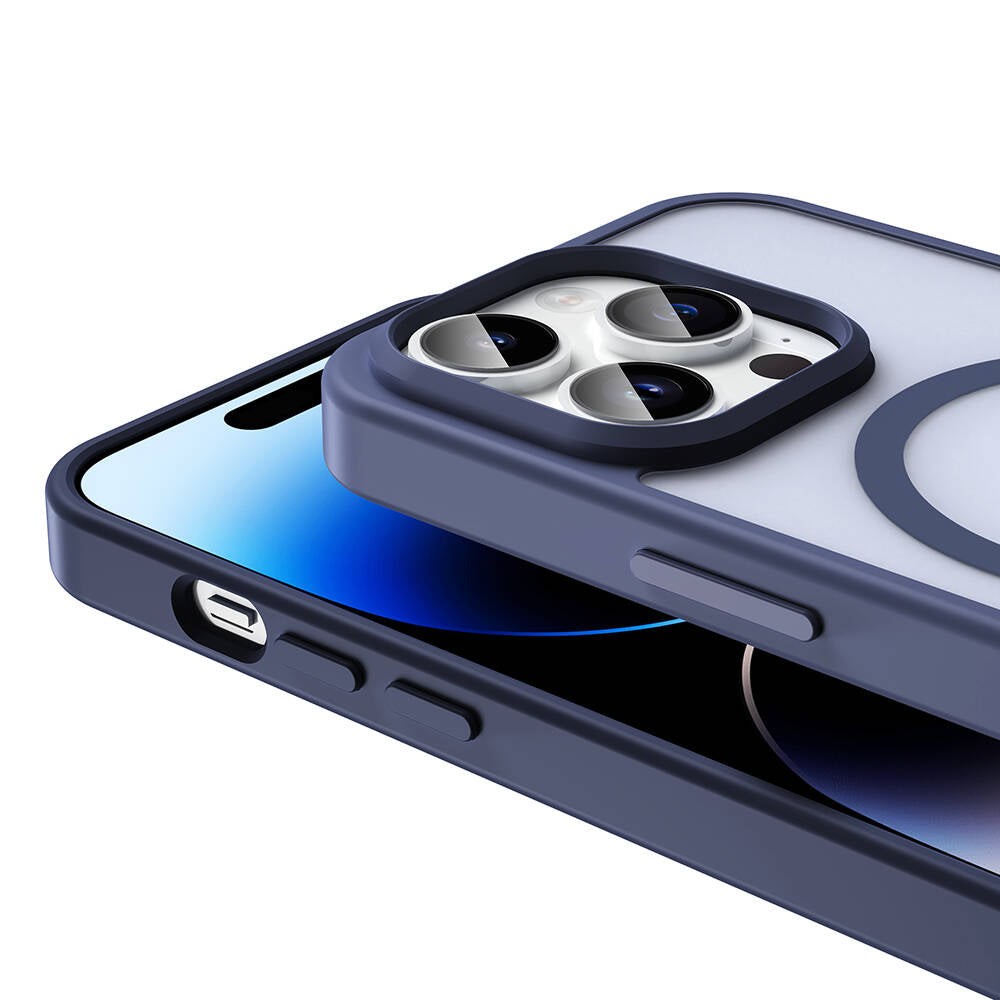 Apple iPhone 14 Pro Kılıf M-safe Şarj Özellikli Mat Arka Yüzey Zore Sio Kapak Derin Mor