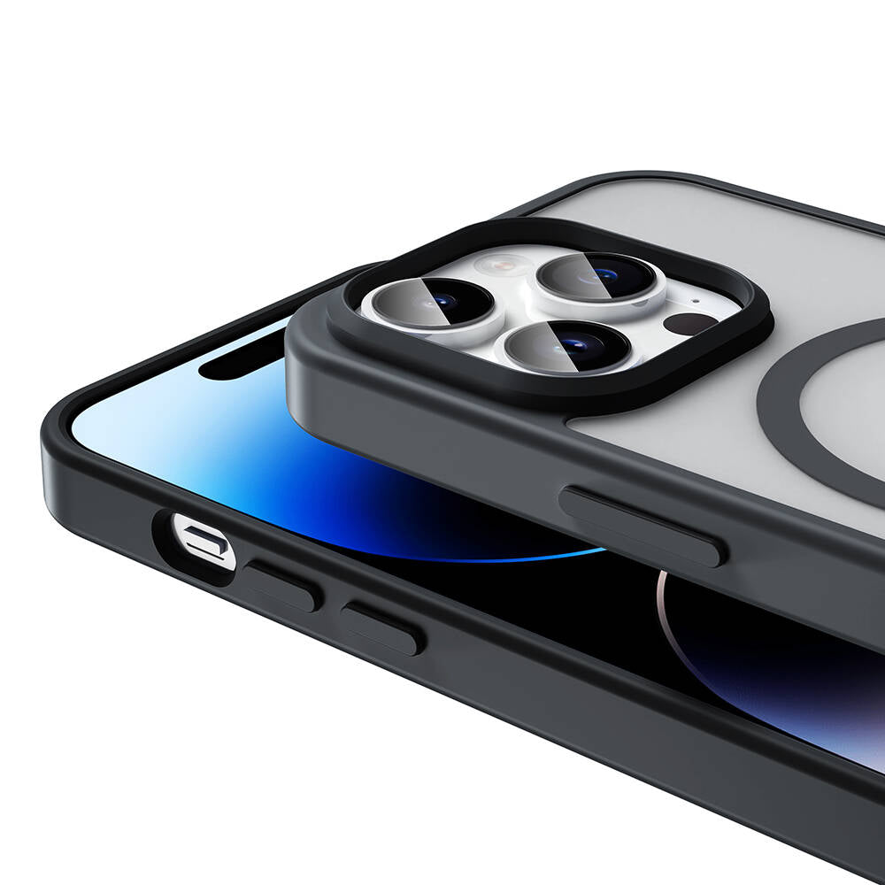 Apple iPhone 14 Pro Kılıf M-safe Şarj Özellikli Mat Arka Yüzey Zore Sio Kapak Derin Mor