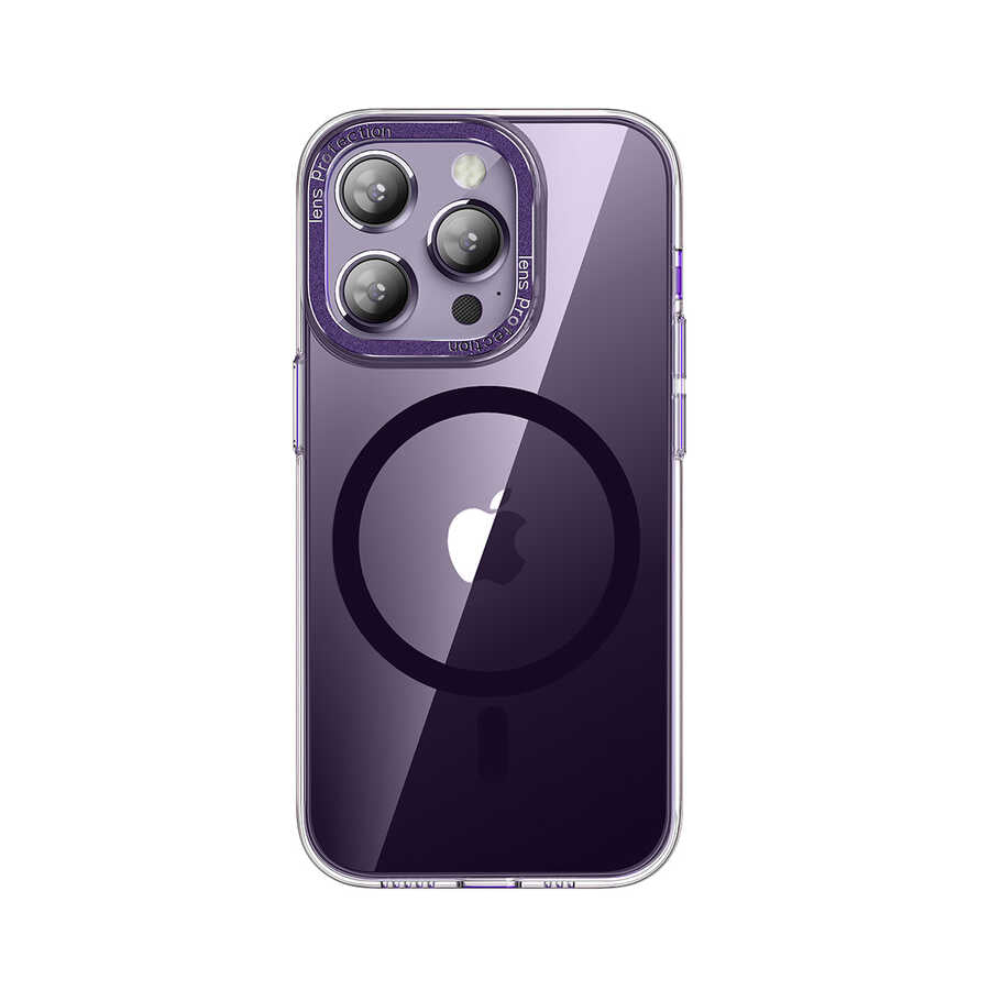 Apple iPhone 14 Pro Kılıf M-safe Şarj Özellikli Sert PC Zore Fuya Kapak Derin Mor