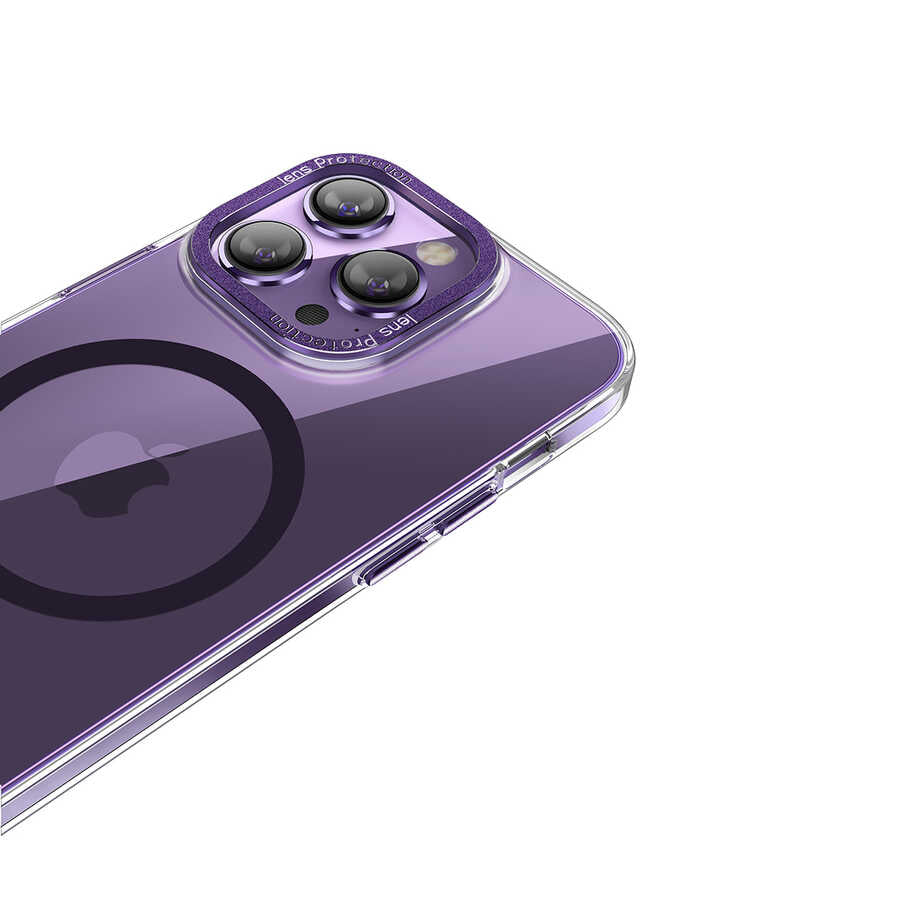 Apple iPhone 14 Pro Kılıf M-safe Şarj Özellikli Sert PC Zore Fuya Kapak Derin Mor