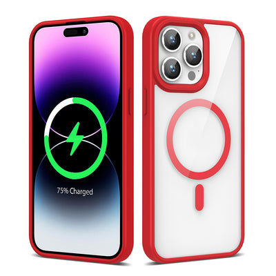 Apple iPhone 14 Pro Kılıf M-safe Wireless Şarj Özellikli Silikon Zore Ege Kapak Kırmızı