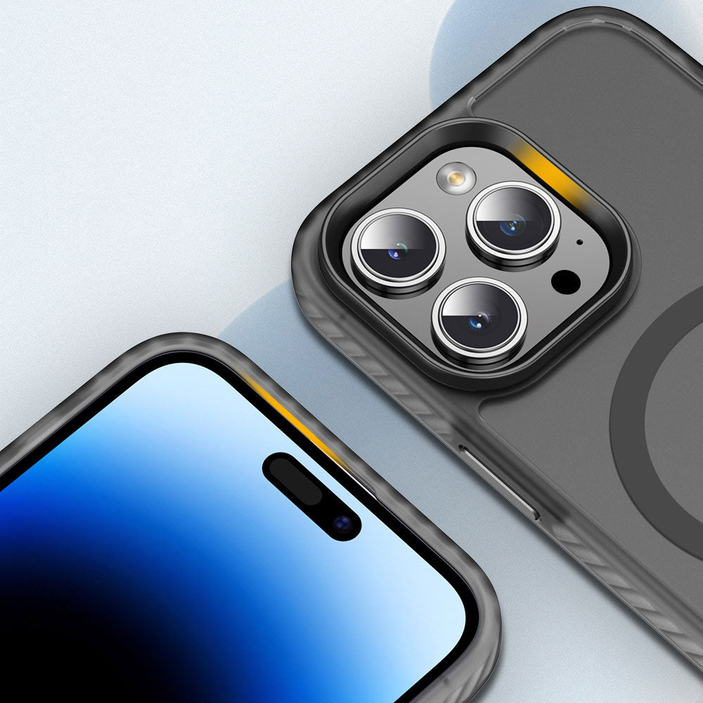 Apple iPhone 14 Pro Kılıf Mat Arka Yüzey Wireless Şarj Özellikli Zore Locik Kapak Derin Mor