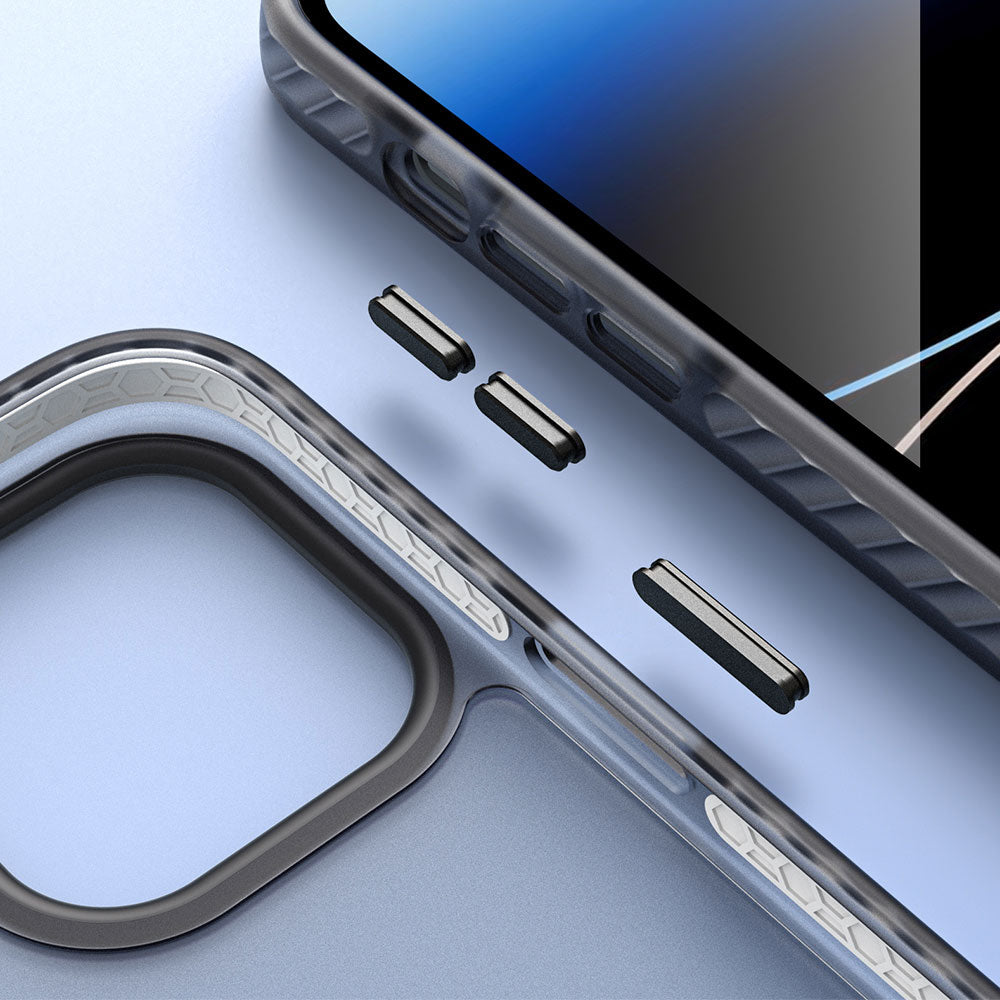 Apple iPhone 14 Pro Kılıf Mat Arka Yüzey Wireless Şarj Özellikli Zore Locik Kapak Derin Mor