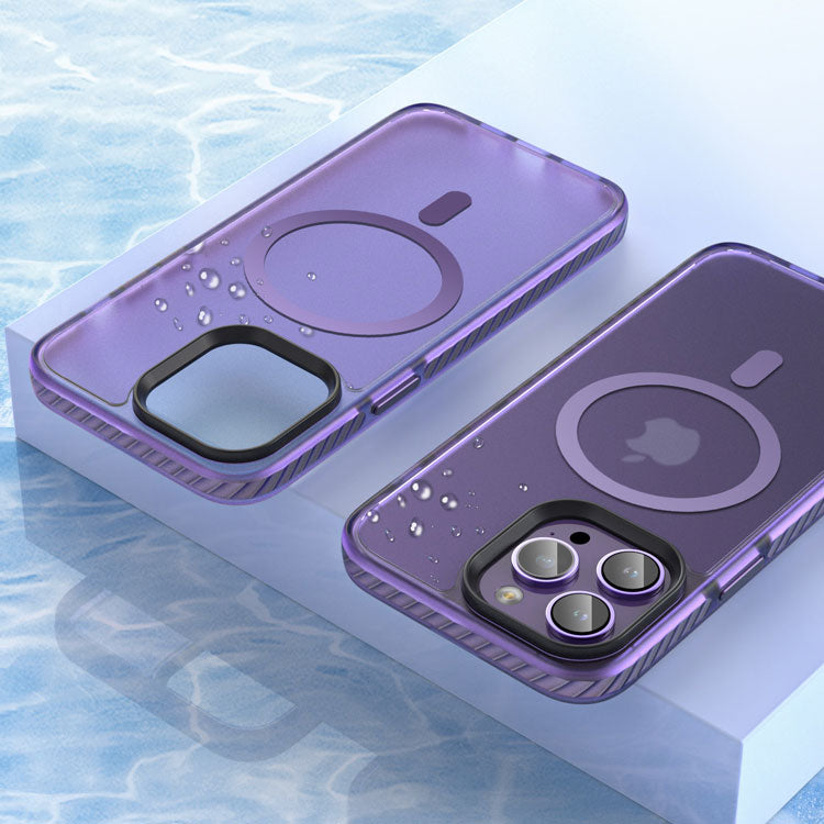 Apple iPhone 14 Pro Kılıf Mat Arka Yüzey Wireless Şarj Özellikli Zore Locik Kapak Derin Mor