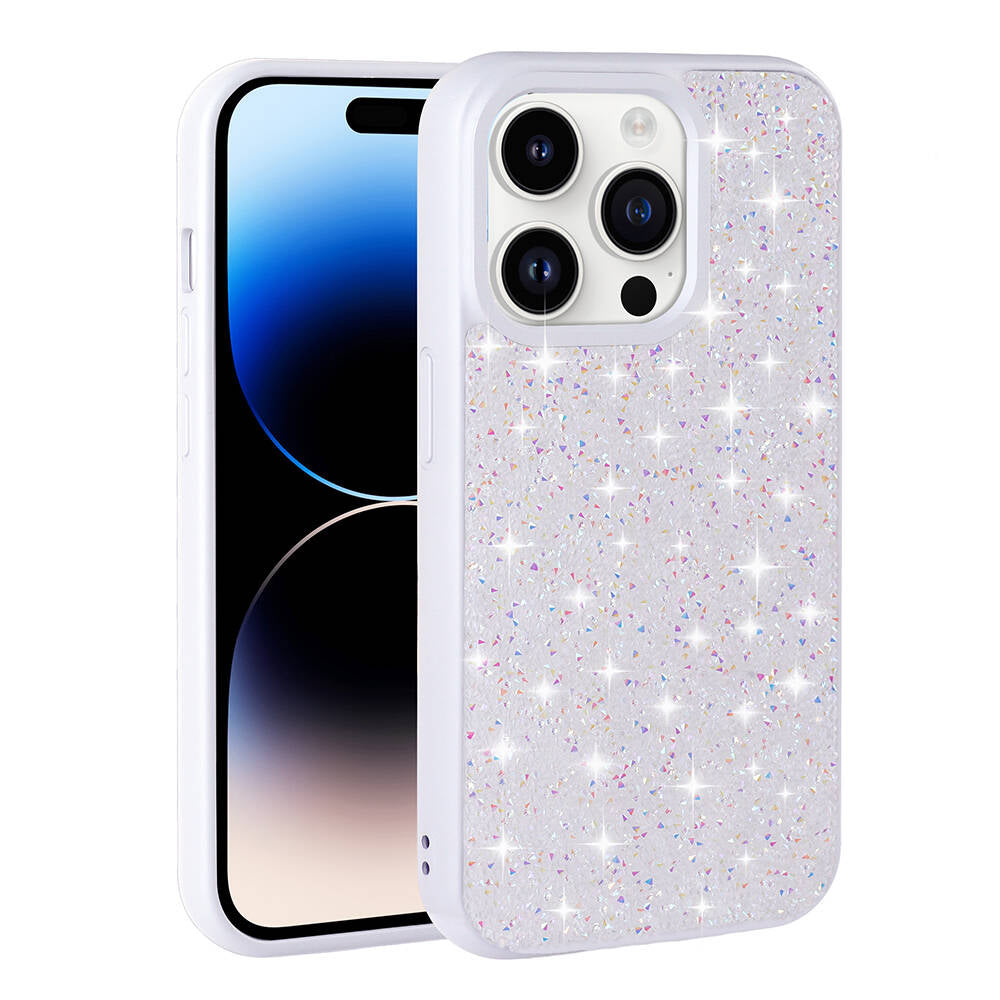 Apple iPhone 14 Pro Kılıf Parlak Taşlı Tasarım Zore Pırlanta Kapak Beyaz
