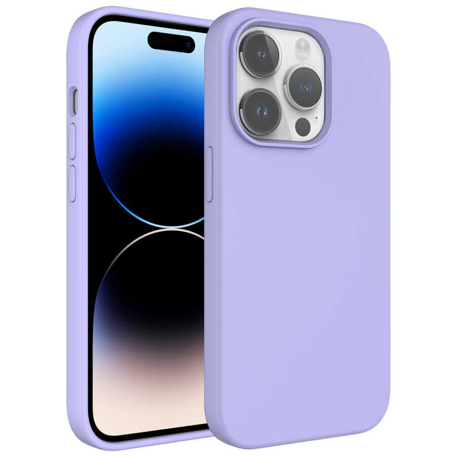 Apple iPhone 14 Pro Kılıf Sıvı Teknolojili Silinebilir Sert Zore Kivi Kapak Lila