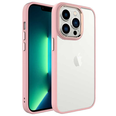Apple iPhone 14 Pro Kılıf Zore Krom Kapak Pembe Açık