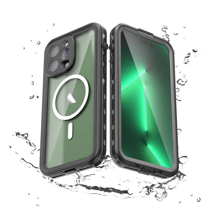 Apple iPhone 14 Pro Max Kılıf 1-1 Su Geçirmez Kılıf Siyah