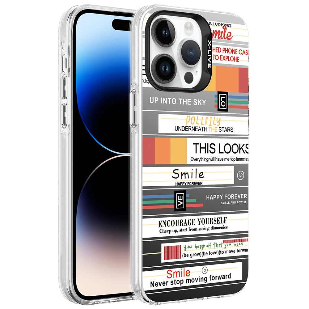 Apple iPhone 14 Pro Max Kılıf Desenli Zore Silver Sert Kapak Mottolar