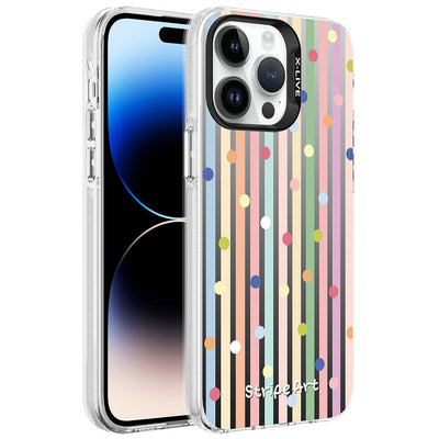 Apple iPhone 14 Pro Max Kılıf Desenli Zore Silver Sert Kapak Noktalar
