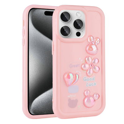 Apple iPhone 14 Pro Max Kılıf Kabartma Figürlü Parlak Zore Toys Silikon Kapak Pembe