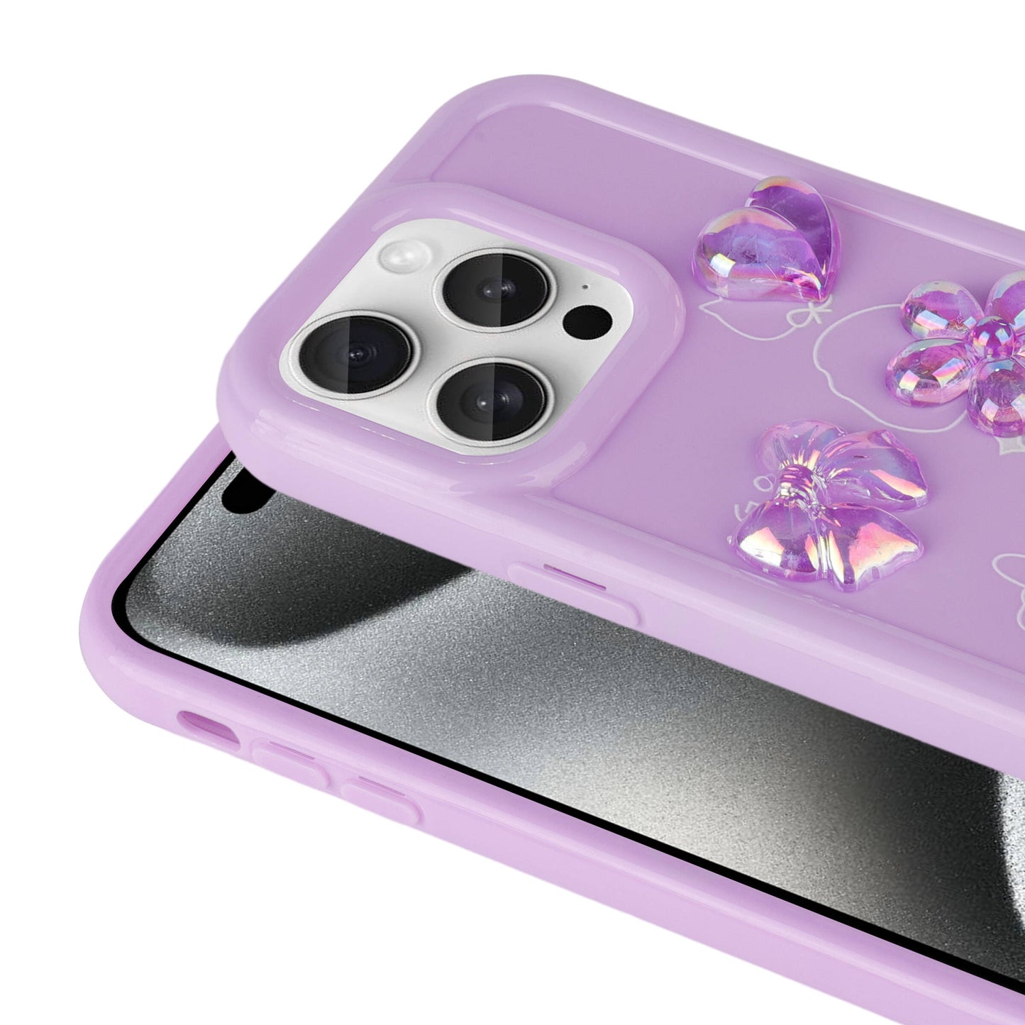 Apple iPhone 14 Pro Max Kılıf Kabartma Figürlü Parlak Zore Toys Silikon Kapak Beyaz