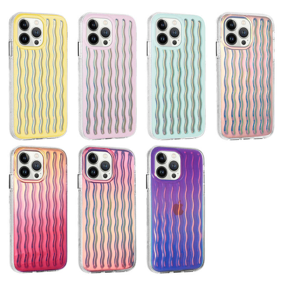 Apple iPhone 14 Pro Max Kılıf Kabartmalı Dalga Tasarımlı Silikon Zore İsmira Kapak NO8