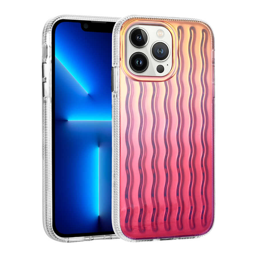 Apple iPhone 14 Pro Max Kılıf Kabartmalı Dalga Tasarımlı Silikon Zore İsmira Kapak NO8