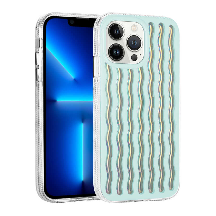 Apple iPhone 14 Pro Max Kılıf Kabartmalı Dalga Tasarımlı Silikon Zore İsmira Kapak NO4