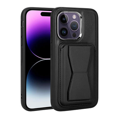 Apple iPhone 14 Pro Max Kılıf Kartlıklı Standlı Pu Deri Zore Memo Kapak Kahve Açık