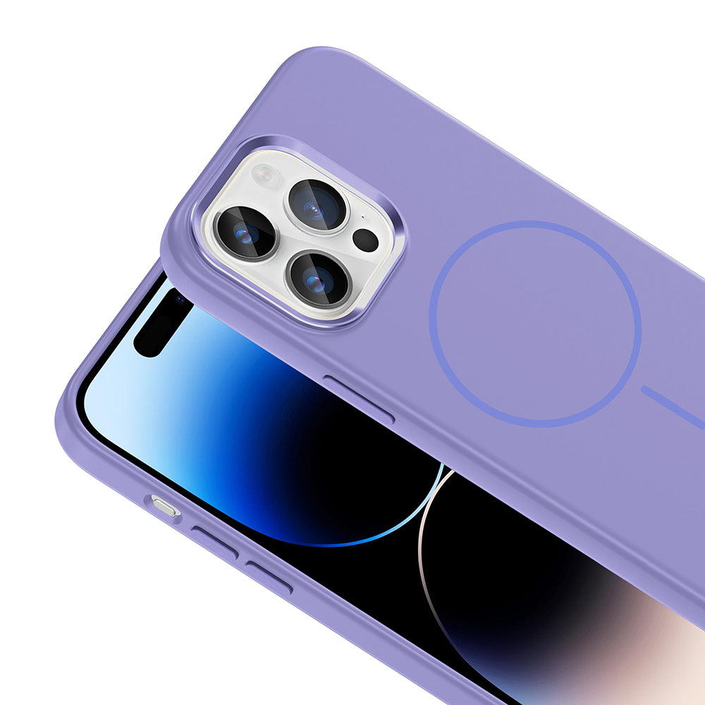 Apple iPhone 14 Pro Max Kılıf M-Safe Şarj Özellikli Metal Kamera Çerçeveli Zore Edi Silikon Kapak Rose Gold
