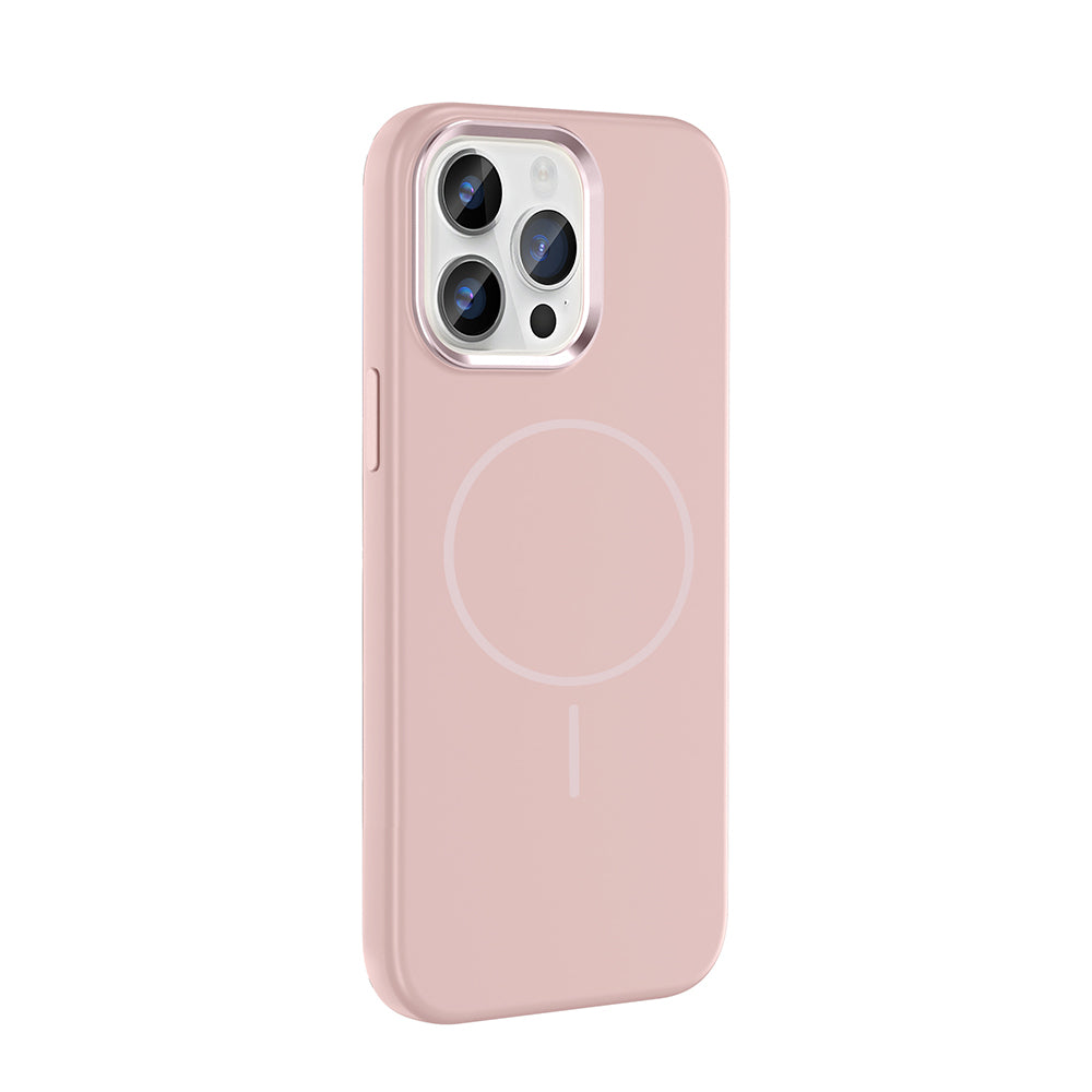 Apple iPhone 14 Pro Max Kılıf M-Safe Şarj Özellikli Metal Kamera Çerçeveli Zore Edi Silikon Kapak Turuncu