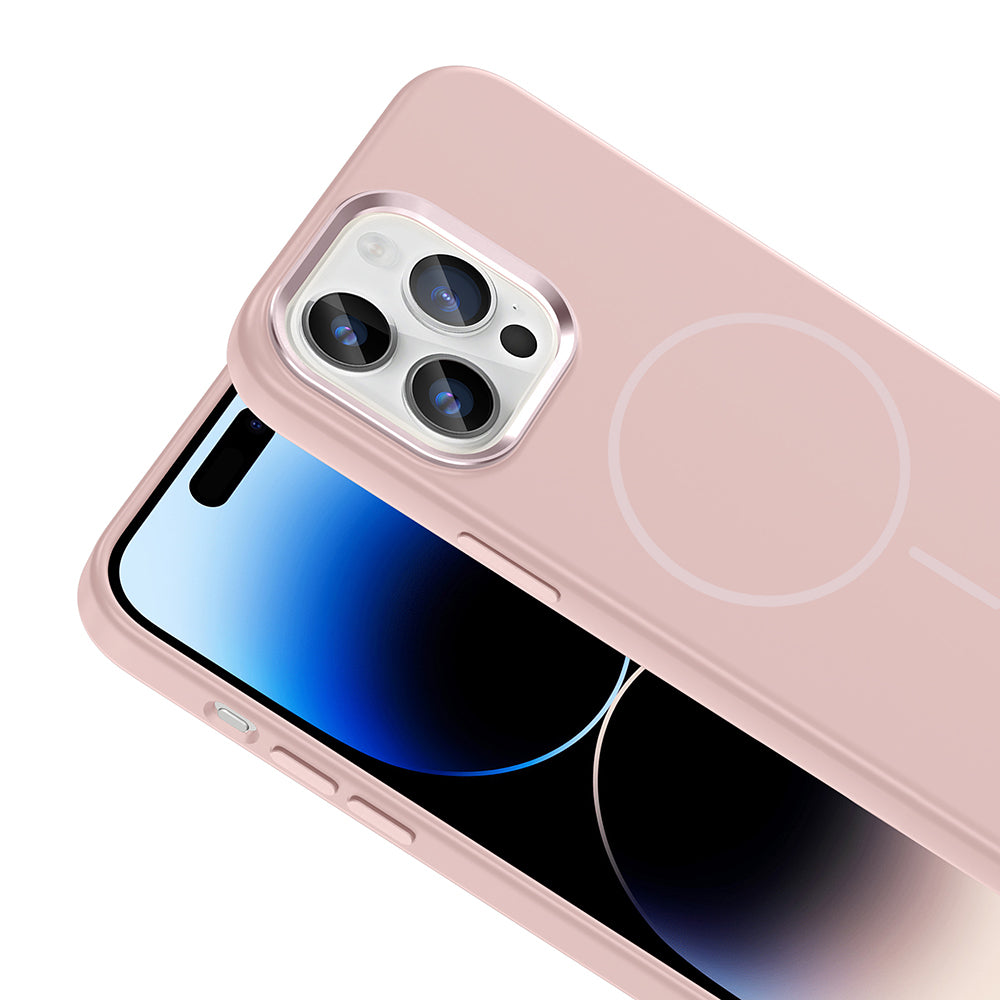 Apple iPhone 14 Pro Max Kılıf M-Safe Şarj Özellikli Metal Kamera Çerçeveli Zore Edi Silikon Kapak Lila