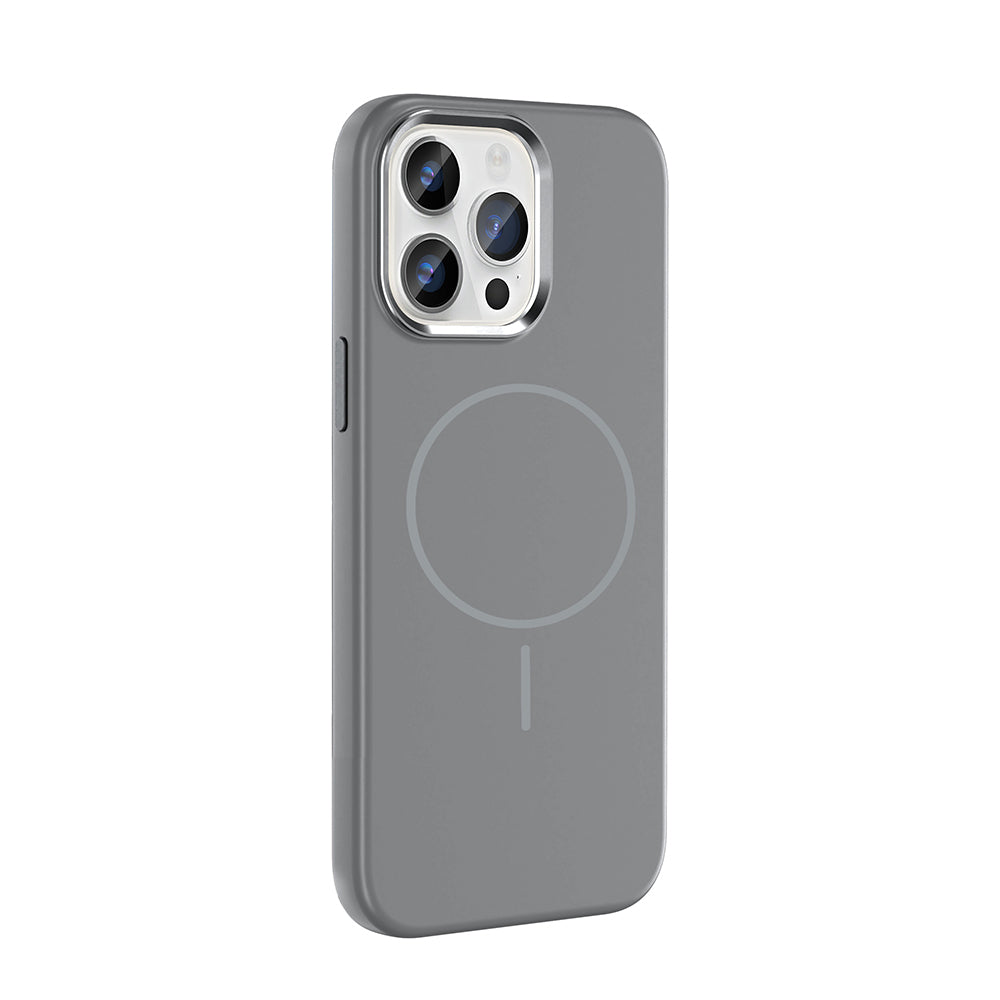 Apple iPhone 14 Pro Max Kılıf M-Safe Şarj Özellikli Metal Kamera Çerçeveli Zore Edi Silikon Kapak Turuncu