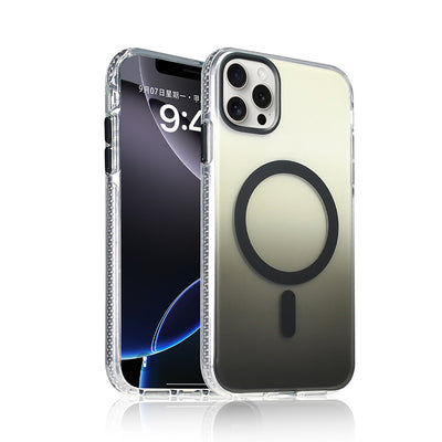 Apple iPhone 14 Pro Max Kılıf M-safe Şarj Özellikli Transparan Renk Geçişli Zore Toros Kapak Siyah