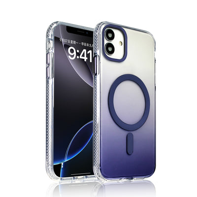 Apple iPhone 14 Pro Max Kılıf M-safe Şarj Özellikli Transparan Renk Geçişli Zore Toros Kapak Mor