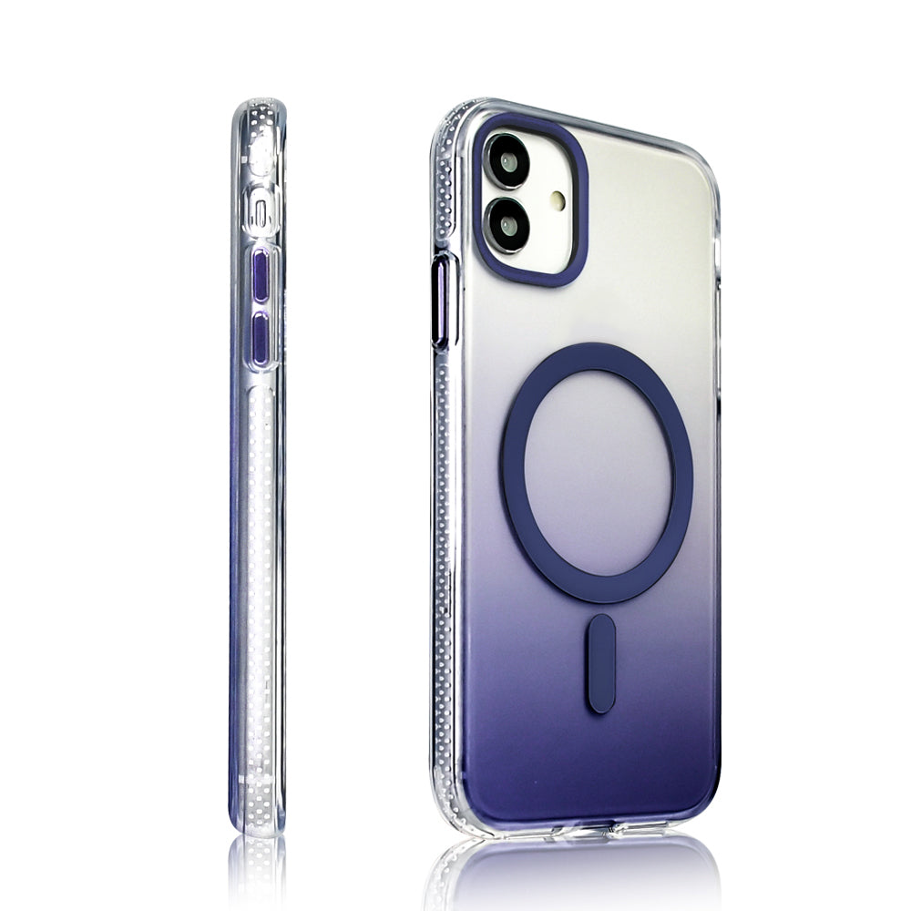 Apple iPhone 14 Pro Max Kılıf M-safe Şarj Özellikli Transparan Renk Geçişli Zore Toros Kapak Mor