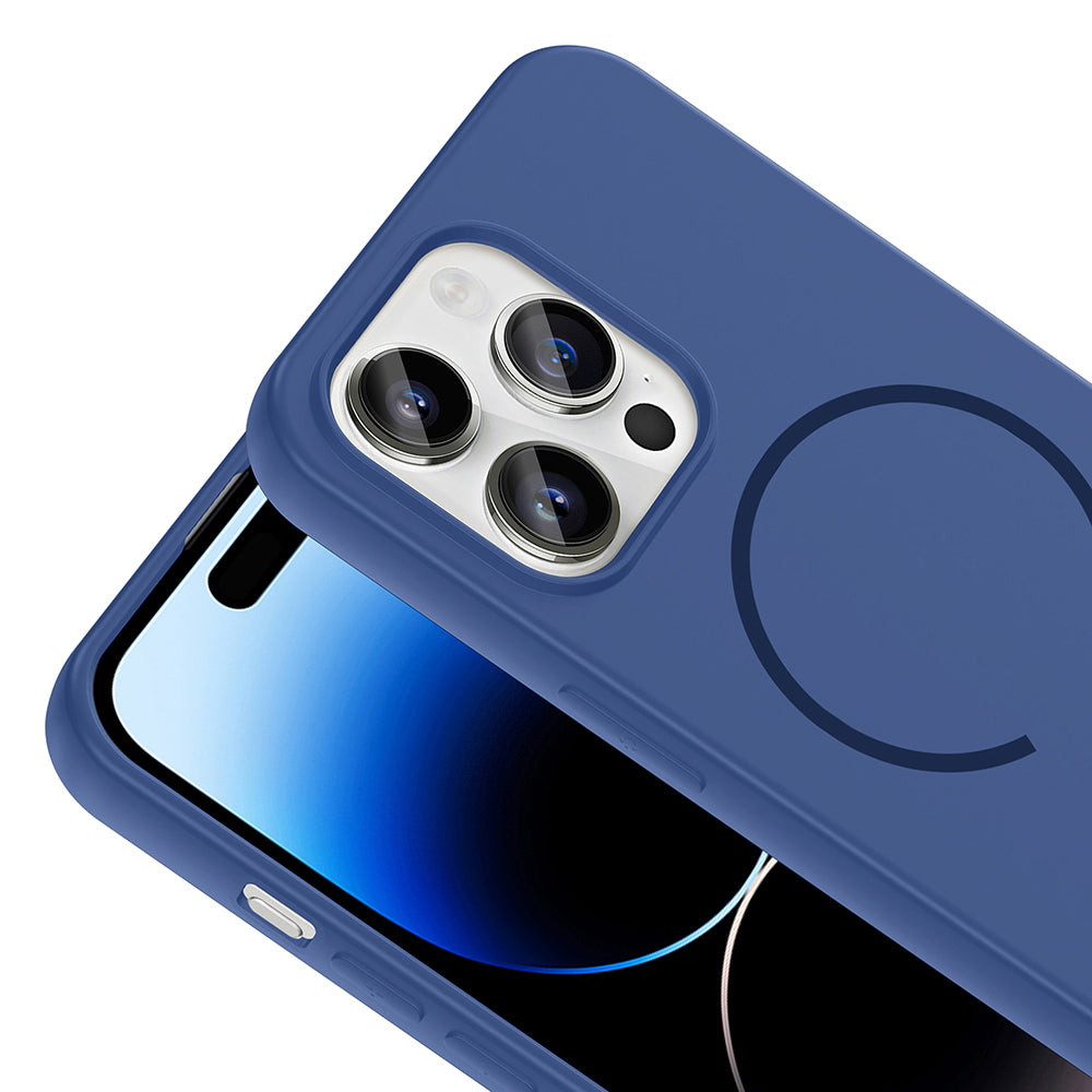 Apple iPhone 14 Pro Max Kılıf M-safe Şarj Özellikli Zore Meta Kapak Titanyum-Gri