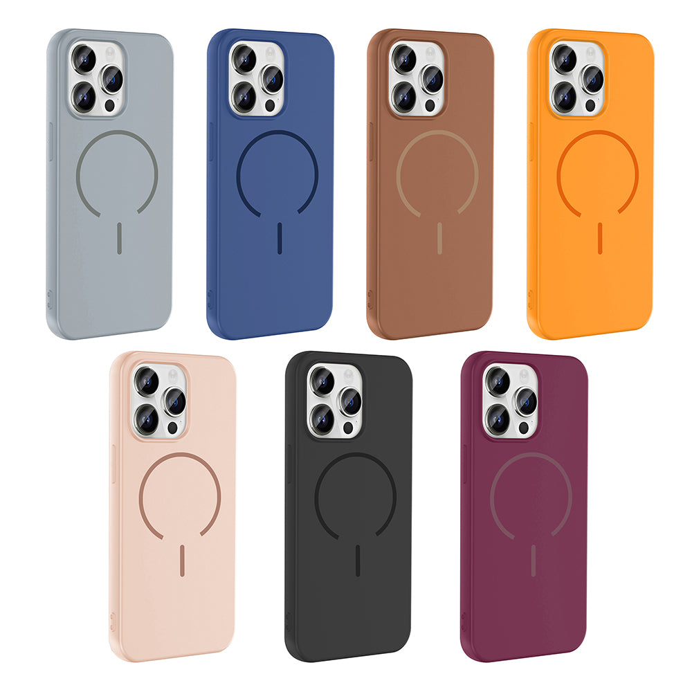 Apple iPhone 14 Pro Max Kılıf M-safe Şarj Özellikli Zore Meta Kapak Turuncu