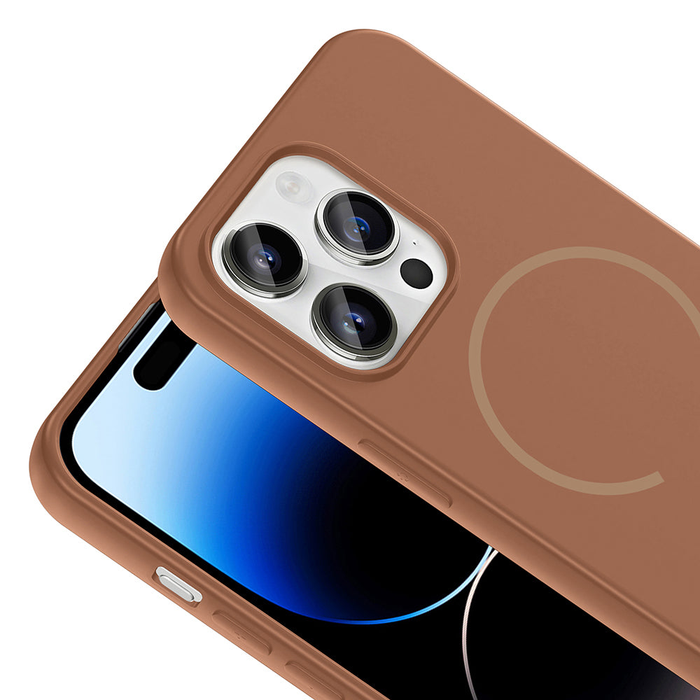 Apple iPhone 14 Pro Max Kılıf M-safe Şarj Özellikli Zore Meta Kapak Mürdüm
