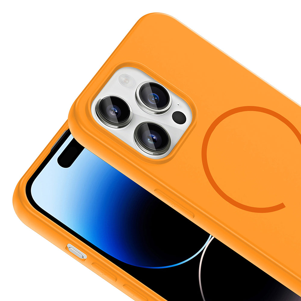 Apple iPhone 14 Pro Max Kılıf M-safe Şarj Özellikli Zore Meta Kapak Titanyum-Gri