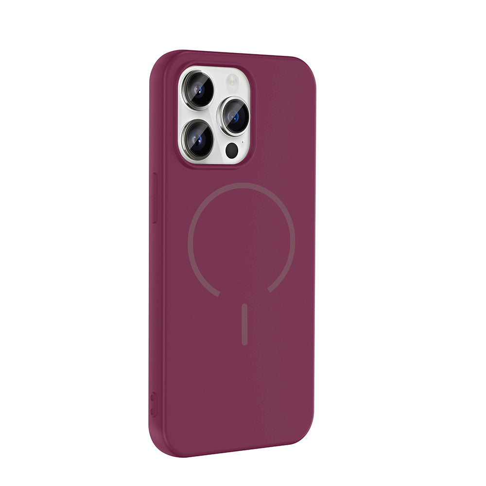 Apple iPhone 14 Pro Max Kılıf M-safe Şarj Özellikli Zore Meta Kapak Mürdüm