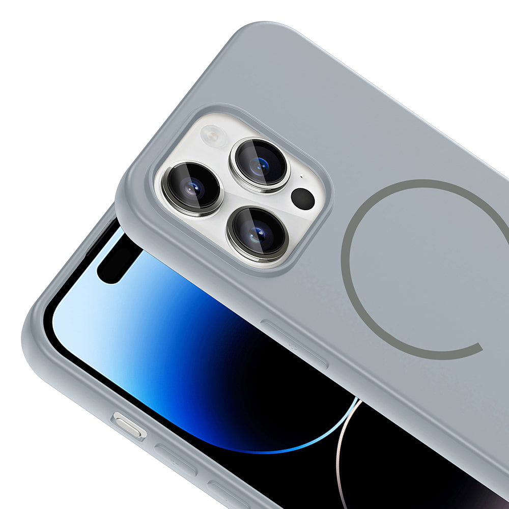 Apple iPhone 14 Pro Max Kılıf M-safe Şarj Özellikli Zore Meta Kapak Rose Pembe