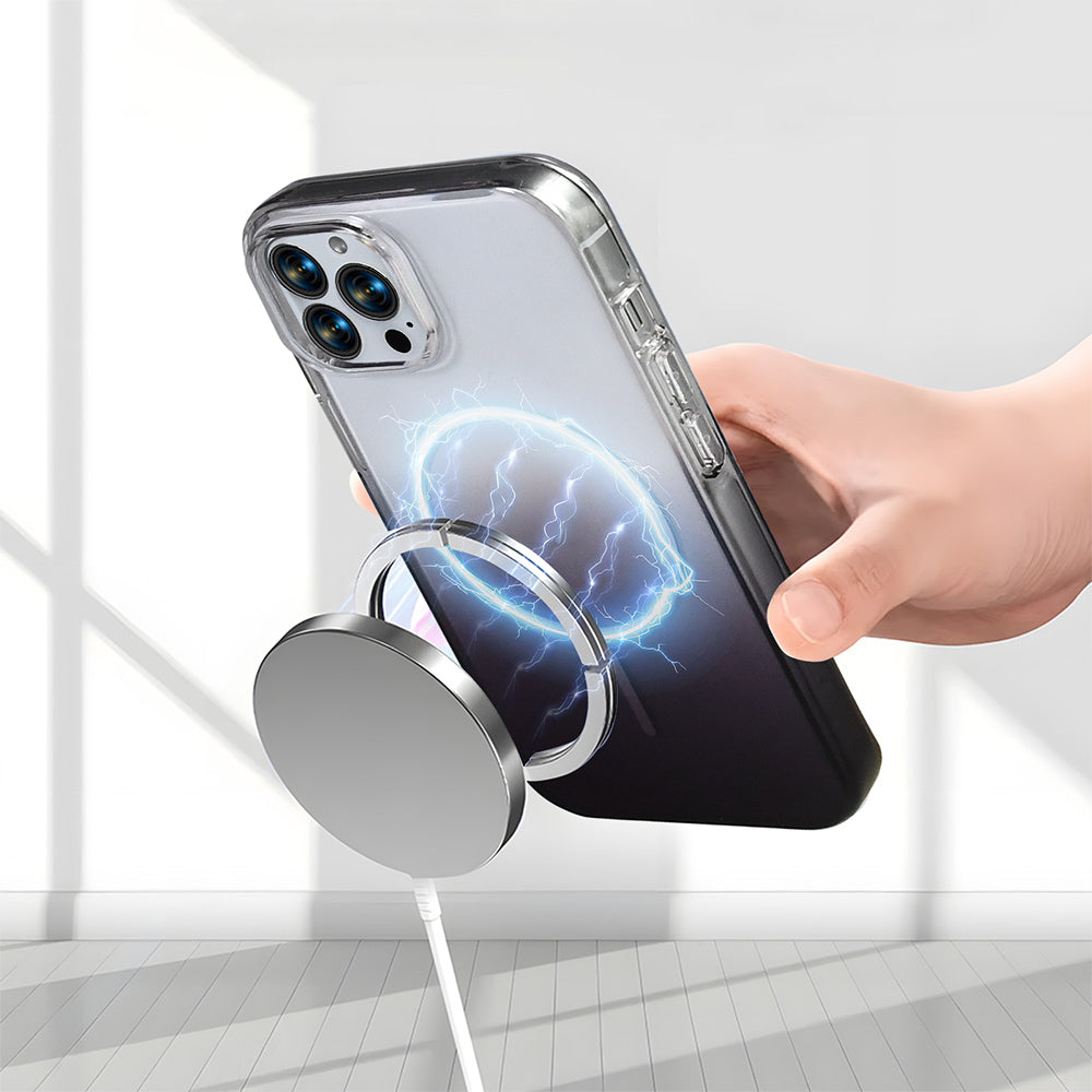 Apple iPhone 14 Pro Max Kılıf M-Safe Şarj Özellikli Zore Septik Silikon Kapak Siyah