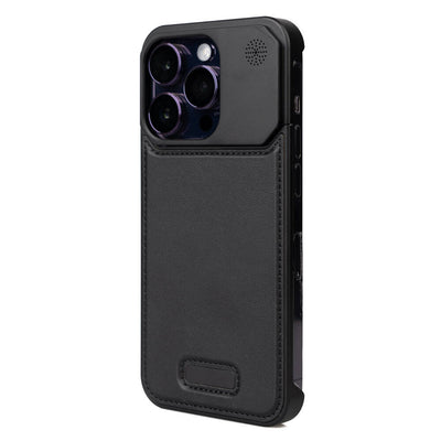 Apple iPhone 14 Pro Max Kılıf M-safe Şarj Özellikli Mekanizmalı Koku Hazneli Zore Mostar Kapak Siyah